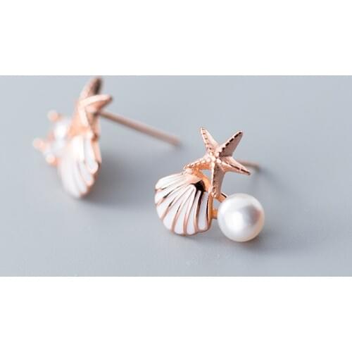 MloveAcc 925 Sterling Silver Starfish Shell Stud Earrings Birthday Jewelry Gifts for Women Wife Her Girlfriend Girls Dropshippin