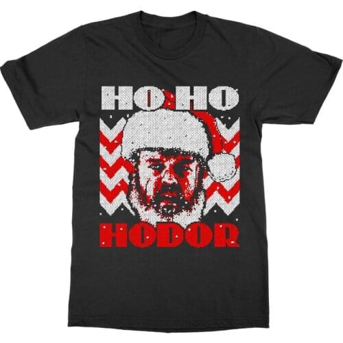 Short Sleeve for Men Clothing Summer Ho Ho Hodor '' T-Shirt Holiday Movie Christmas Xmas Santa Gift Tee Shirt