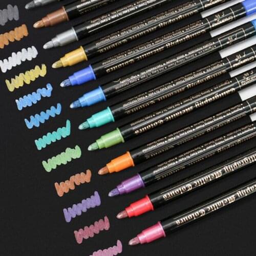 Set of 12pcs Metallic Markers Metallic Markers for Rock Painting, Black Paper
