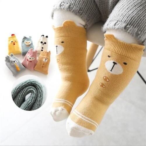 Warm Winter Baby Socks Cute Soft Autumn Newborn Baby Girls Socks Stripes & Dots Infant Soft Baby boy Shoe Socks