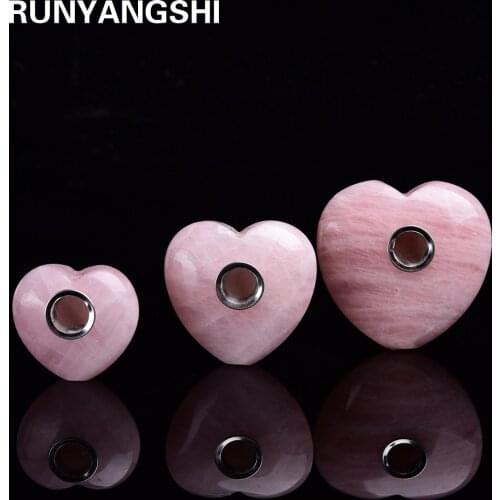 New Natutal rose quartz crystal pipe pink crystal smoking Heart Shaped Striped Love Healing Gemstones Heart Tobacco pipes