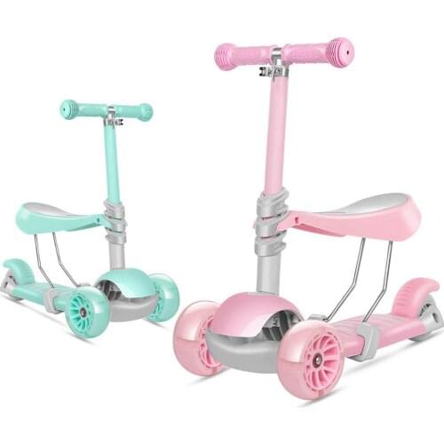 New Three-in-one Childrens Scooter Multifunctional Baby Walker Fashion Three-wheel Scooter With Mobile Seat And Flashing Wheels