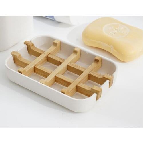New Soap Dish Box Wooden Plastic Box Dish Case Holder Container Box for Bathroom Travel Carry Case SN68