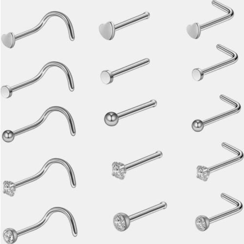 1PC Sexy Cartilage Piercing Small Nose Ring Ear Rings Heart Ear Stud Piercing Stainless Steel Crystal Nose Stud Body Jewelry