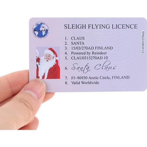 Fake Plastic Card Santa Claus Flying Licence Sleigh Licence for Children Kids Creative Christmas Gift Christmas Tree Decorations