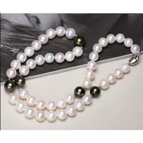 Stunning round 10-11mm white multicolor pearl necklace 20inch 38"