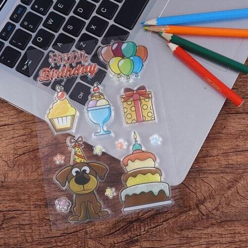 Cute Dog and Cake Transparent Clear Stamps for DIY Scrapbooking/Card Making/Kids Christmas Fun Decoration