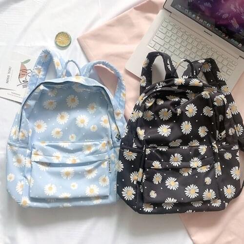 Simple Daisy Design Oxford Korea Style Women Backpack Fashion Girls Leisure Bag School Student Book Teenager Useful Travel