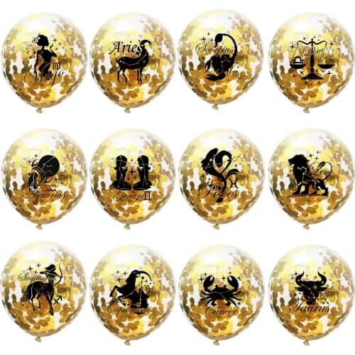 NEW 12 Constellation Latex confetti balloons Star Zodiac Sign Sequin ballons Twelve Horoscope Birthday Gift Party Decor kids toy