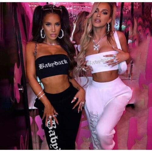 Sleeveless personality hot drill letter milk silk vest temperament commuter panty suit