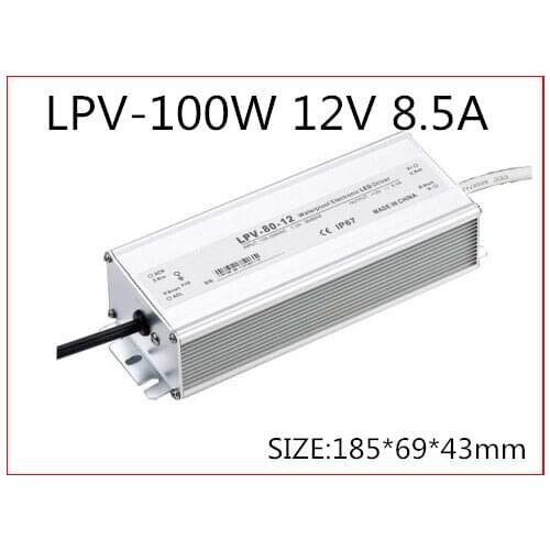 100W 12V 8.5A LED constant voltage waterproof switching power supply IP67 for led drive LPV-100-12
