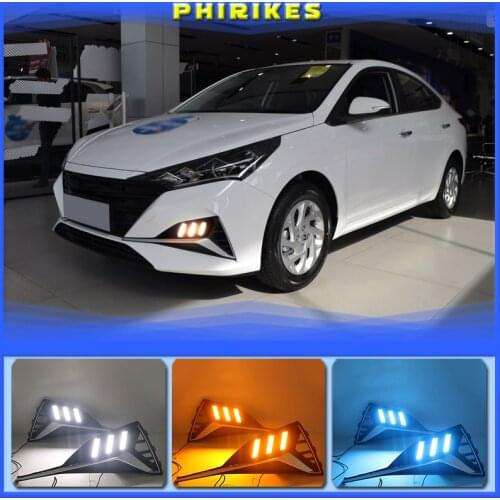 LED DRL Daytime Running Light Fog Lamp 12V Car Running Lights For Hyundai Accent Solaris Verna 2020