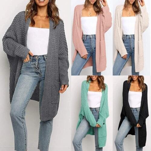 Sweaters Casual Long Knitted Cardigan Women Tops Mujer Vintage Loose Sweater Coat Solid Jumper Korean Fashion Clothes 2021
