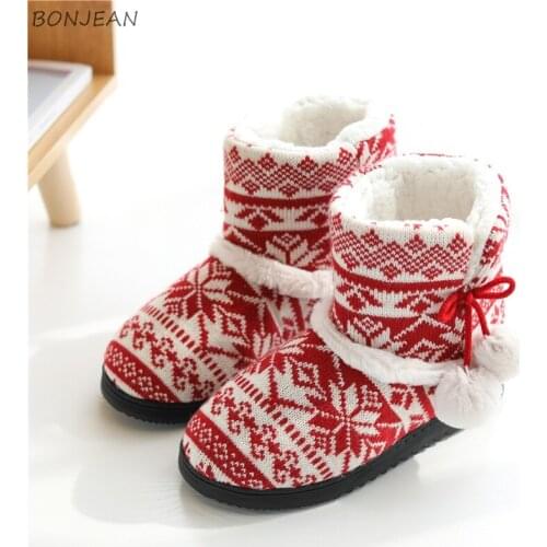 Winter Plush Slippers Women Knit Wool Home Slippers Soft Warm Cute Ball Women Slippers High Quality Indoor Shoes Women Free Size