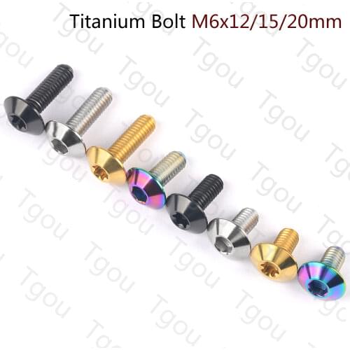 Tgou Titanium Bolt M6x12/15/20mm Button Allen Hex Head&Torx Head Screws for Motorcycle Bicycle 1pcs