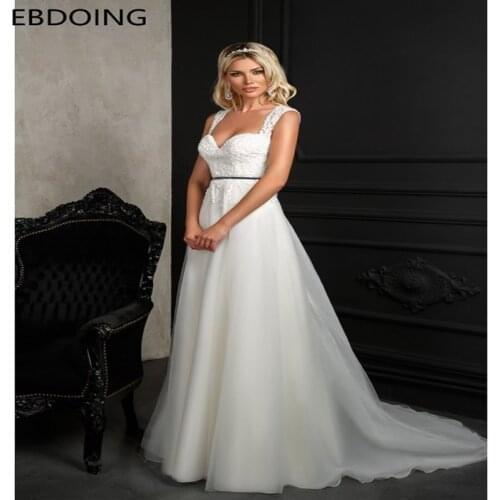 Vestidos De Novia EBDOING Newest A-line Wedding Dress Sweetheart Neckline Noble Long Gown Sweep Train Plus Size Bride Dress
