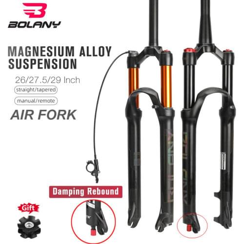 Bolany MTB Bicycle Air Fork Suspension Rebound Adjustment 26/27.5/29 Lock Straight Tapered Mountain Fork For Bike Accessories