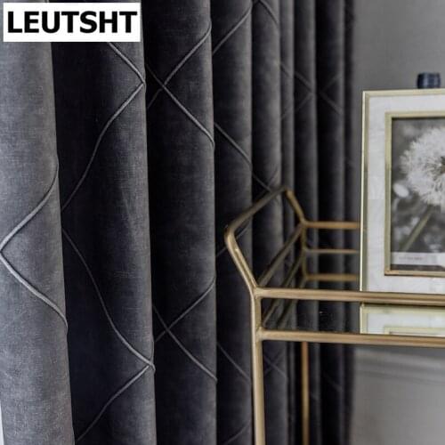 Embroidery Green Blackout Curtains for Living Dining Room Bedroom Luxury Window Treatment Sheer Blue Tulle Curtains