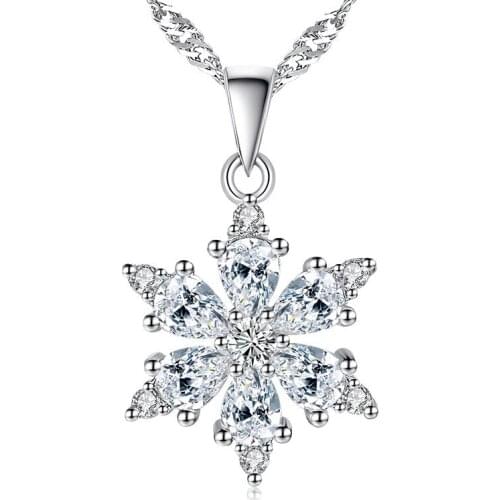 High Quality Zircon Crystal Flower Necklace Pendant Snowflake Necklace Pendant For Women Necklaces & Pendants Without chain M233