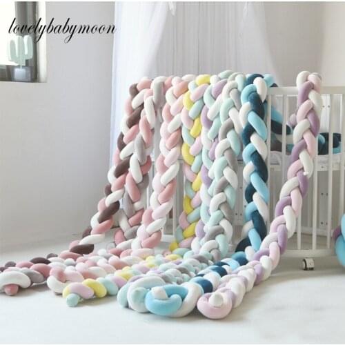 1M/2M/3M/4M Length Newborn Baby Bed Bumper Pure Weaving Plush Knot Crib Bumper Kids Bed Baby Cot Protector Baby Room Decor