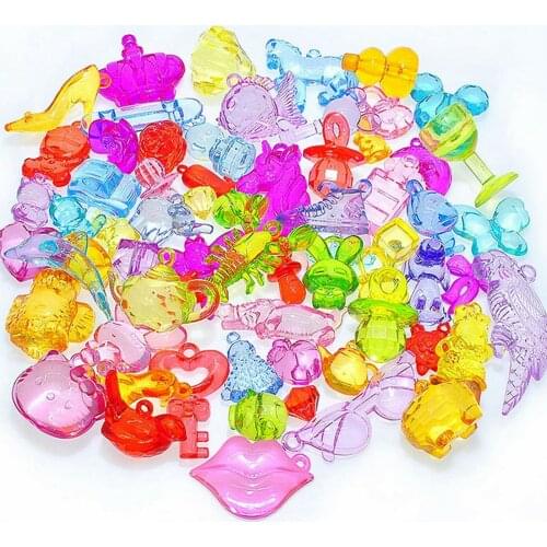 10 Transparent Acrylic Cute Cartoon Animal Pendants Various Charms Kids Craft