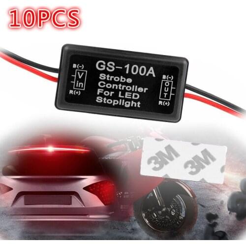 10PCS/LOT GS-100A Flash Strobe Controller Flasher Module for Car LED Brake Stop Light Lamp Waterproof Short Circuit Protection