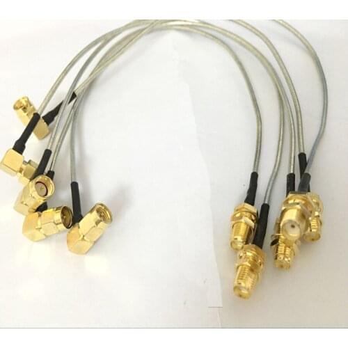 10pcs Right Angle SMA Male Plug to SMA Female Jack Connector Adapter Antenna Pigtail Extension Cable RG405 30cm