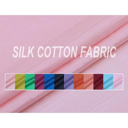 110CM Wide 10-14MM Solid Color Jacquard 50% Silk 50% Cotton Fabric for Summer Dress Lining B010
