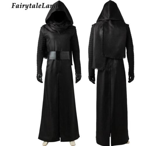 Movie Star Halloween War Kylo Ren Cosplay Costume Carnival The Force Awakens battle Jedi Outfit Fancy Black Suit custom made