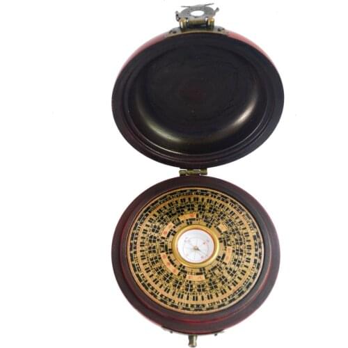BAGUA COMPASS Feng Shui Luo Pan Phoenix vintage Box Brass Lock J2132
