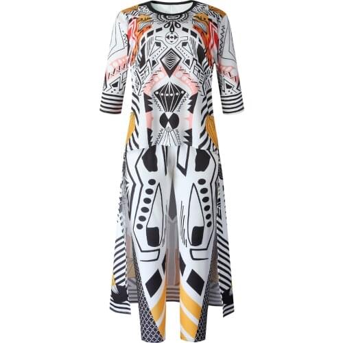 Two Piece Matching Pant Set 2021 Africa Clothes African New Dashiki Fashion Geometry Suit Top Trousers Party For Women Outfits