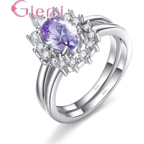 Lovely Fashion Flower Cut Sparkling White Zircon CZ Ring Sets Wedding Bridal Jewelry Top Grade 925 Sterling Silver Anel