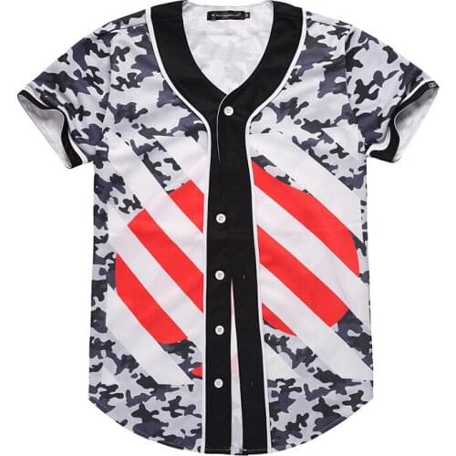 Summer cardigan baseball suit 3D camouflage heart print short-sleeved mens wear