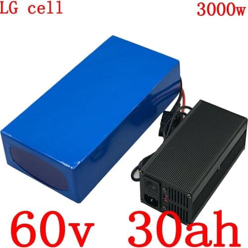60V lithium battery 60V 2000W 2500W 3000W electric scooter battery 60V 30AH electric bicycle battery use LG cell with 5A charger