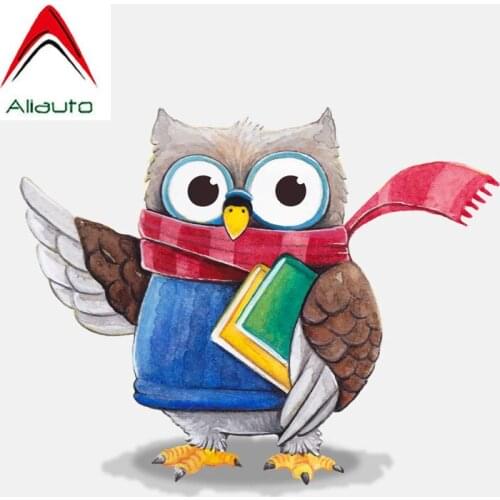 Aliauto Lovely Car Stickers Teacher Owl Holding Book Accessories Decor Vinyl Decal for Honda Mitsubishi Lada Kia Mazda,16cm*13cm