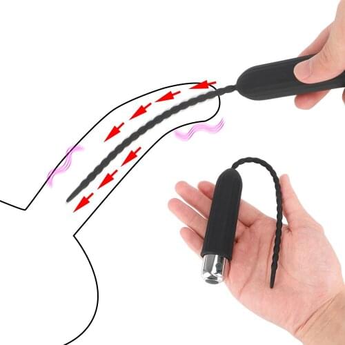 Catheter with Bullet Vibrator Sex Toys for Man Penis Plug Insertion Urethral Plug 10 Frequency Soft Urethral Sound Dilator