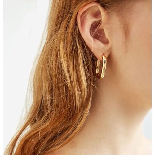 Trendy Thick Hoop Earrings Gold Color Statement Copper Circle Round Chain Earrings for Women Minimalist Jewelry Korea 2020
