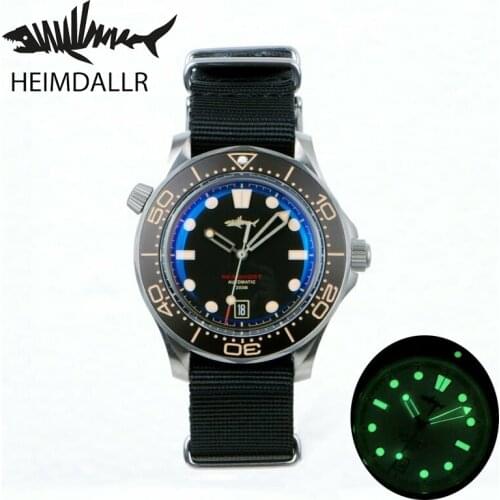Heimdallr Sea Ghost Mens Dive Watch Black Dial Titanium Case 200M Waterproof Sapphire NH35A Automatic Buckle Sports Wristwatch