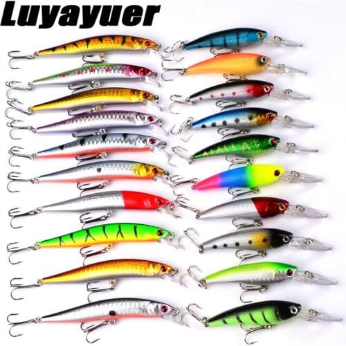 20Pcs Mixed Floating Fishing Lure Bait Set Wobblers 3D Eyes Perch Artificial Bait Hard Baits Spiners Carp Fishing Tackle Pesca