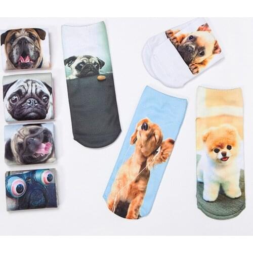Lovely Unicorn Print 3D Dog Short Socks Boat Casual Cartoon Kawaii Ankle Female Cute Art Women Sock Girl Gifts Accessories
