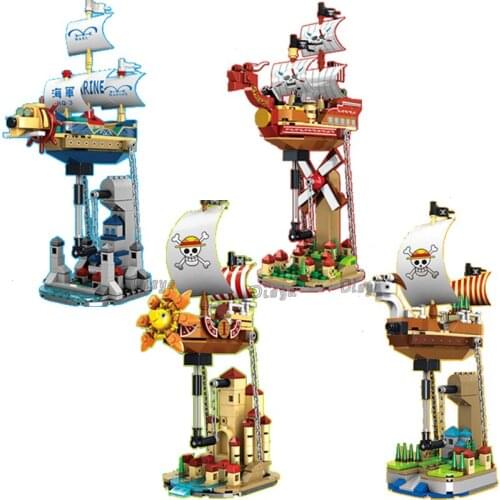 The new floating air sailing four-in-one diy creative building model small particle building blocks educational childrens toys