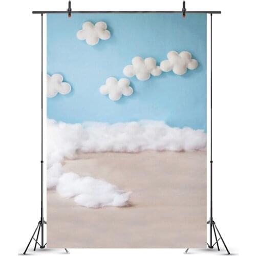 Clouds and Wooden Floor Backdrop Photography Background Celebration Newborn Holiday Photo Booth Studio Decor