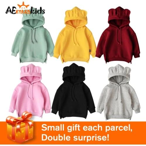 Baby Boys Girls Clothing Winter Spring Sweater Cute Ear Hoodie Korean Thicken Fleece Sweatershirt Children Clothes