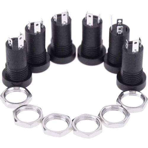 Wholesale 10pcs 3.5MM Audio Jack Socket 3 Pole Black Stereo Solder Panel Mount Gold With Nuts Connector