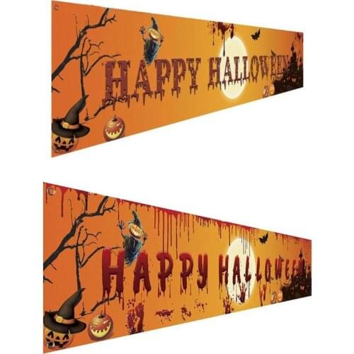 Outdoor Halloween Banner Pull Flag Decoration Celebration Party Hanging Decoration Porch Background Supplies Logo Foldable