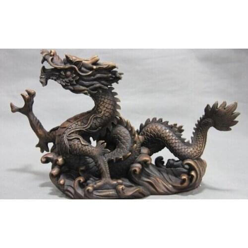Song voge gem S0896 China Pure Red Bronze Feng Shui Zodiac Lucky Auspicious Dragon Takeoff Sculpture