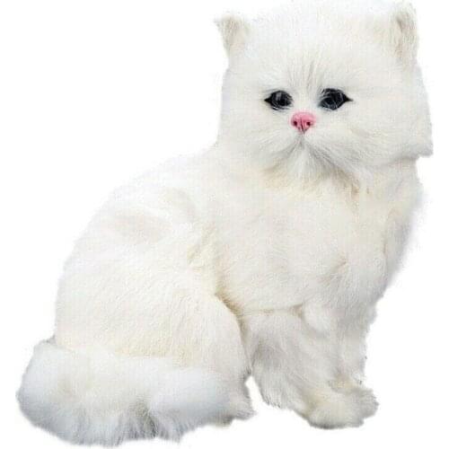 Realistic Cute Simulation Plush Toy White Persian Cats Home Ornament Lifelike Handcrafted Model Girls Birthday Gift Plush Toy