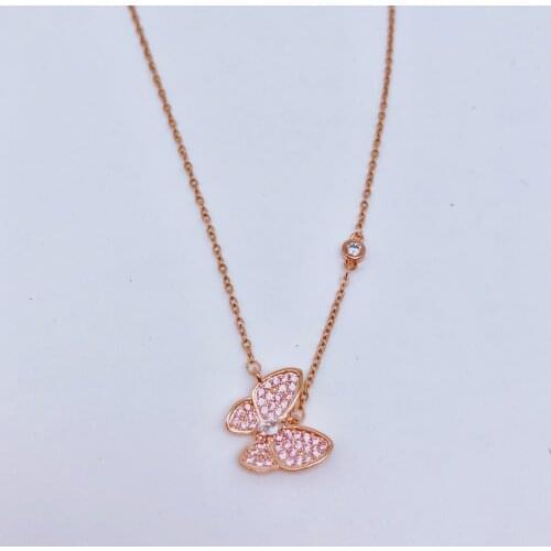 Silver Colour Butterfly Pendant Blue Butterfly Necklace Shining Crystal Quality Fashion Jewelry Party Gift Shipping Free