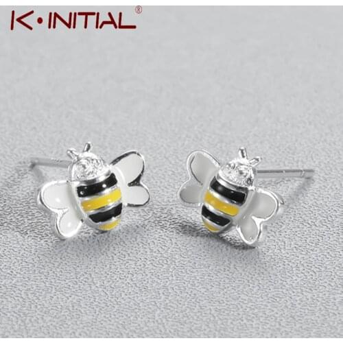 Kinitial 3D Animal Bee Earring Women Jewelry Fashion Cute Enamel Colorful Bees Stud Earrings For Daughter Girls femme brincos