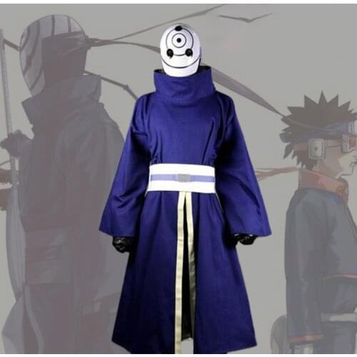 Anime Naruto Shippuden Uchiha Obito/Madara Cosplay Costume Halloween Carnival Ninja Battle Suit Blue Kimono No Mask Custom Made